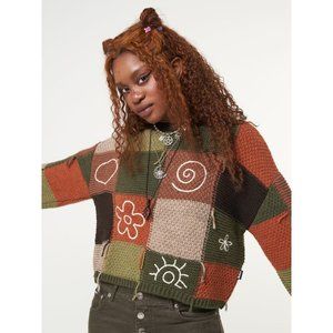 Minga Longdon Free Spirit Patchwork Embroidered Sweater M NWOT